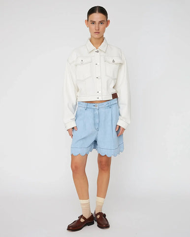 Caspia Volume Midi Skirt - Basil Stripe