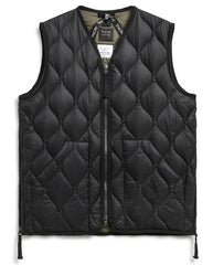 MILITARY V NECK DOWN VEST - Black