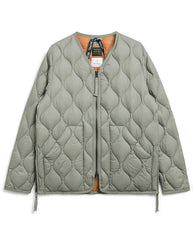 Military V Neck Down Jacket - Dark Sage Green