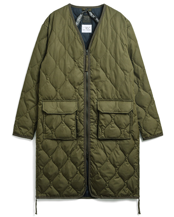 Military V Neck Long Down Jacket D.Olive
