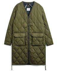 Military V Neck Long Down Jacket D.Olive