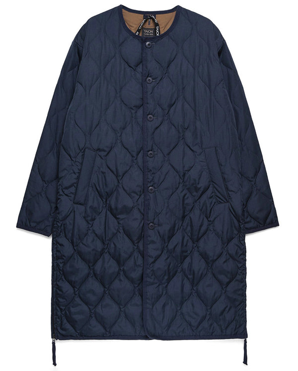 Military Oversize Crew Neck Long Jacket -NAVY Soft shell