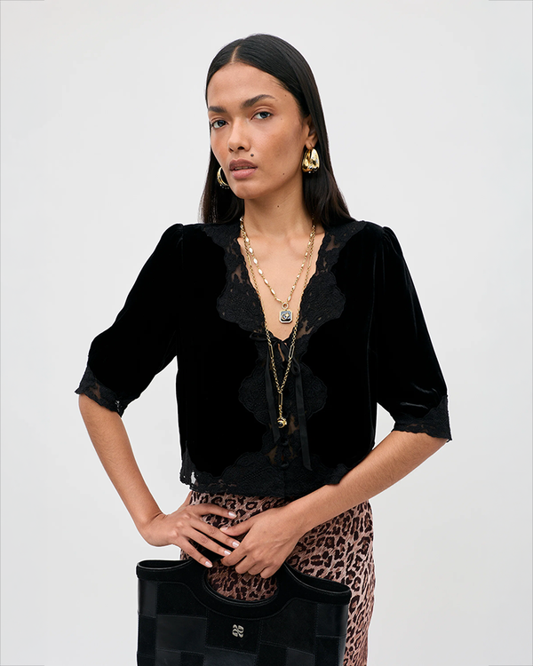 Ursula Velvet Top - Black