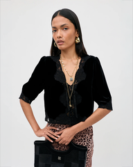 Ursula Velvet Top - Black