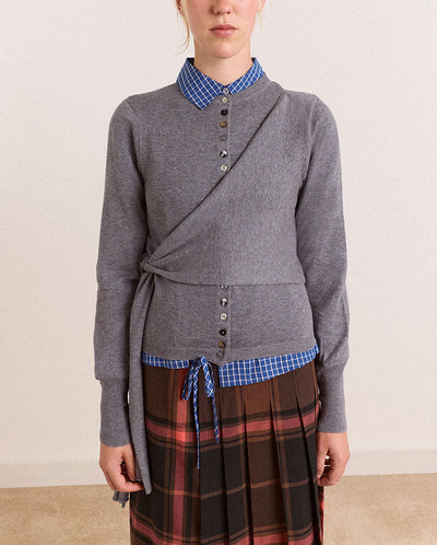 Venna Wrap Merino Wool Cardigan - Grey