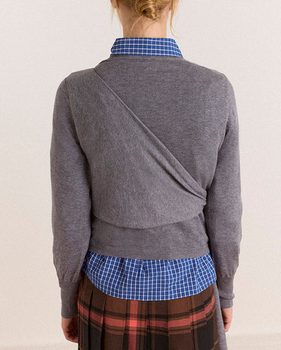 Venna Wrap Merino Wool Cardigan - Grey