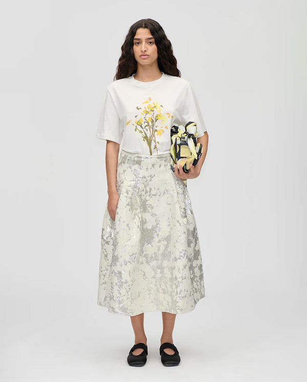Metallic Jacquard Skirt - Off white