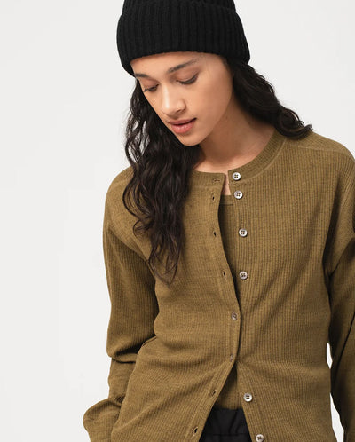 Button Down Rib Top - Olive