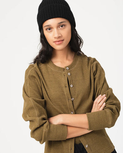 Button Down Rib Top - Olive