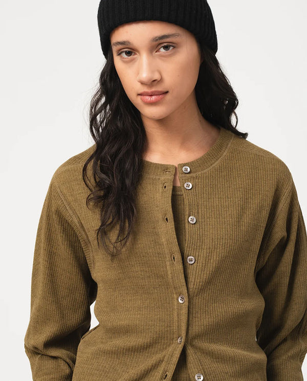 Button Down Rib Top - Olive