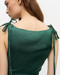 Solid Stretch Gathered Long Dress Pineneedle