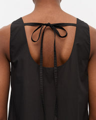 Cotton U Neck Mini Dress - Black