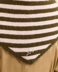 Triangle Scarf - Olive and Pink Stripe