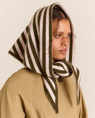 Triangle Scarf - Olive and Pink Stripe