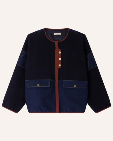 Bleechecks Coat - Navy/Rust