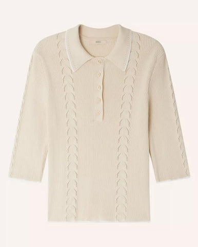 Button Sleeve Sweatshirt Fleur De Sel