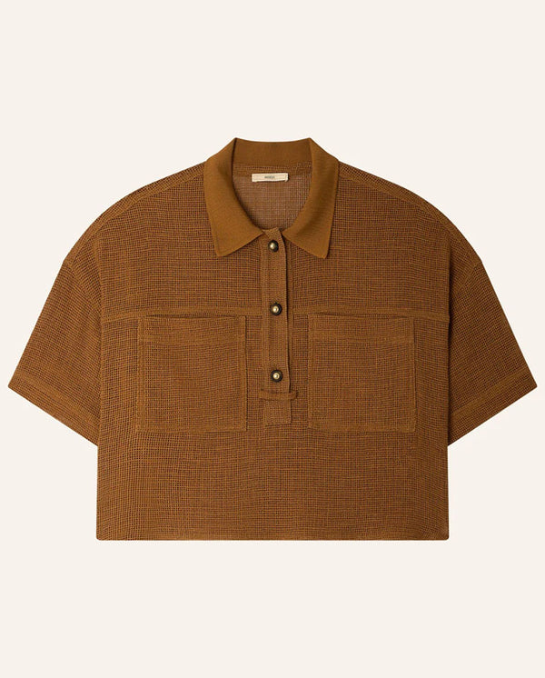 Paulo Knitted Collar Shirt - Amber