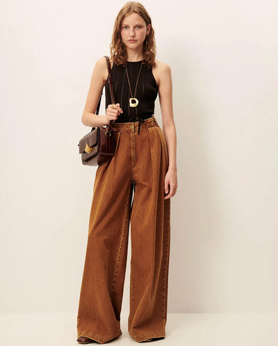 Diegui Wide Pleat Trouser - Toffee