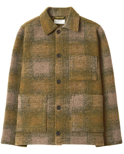 MELTON CHECK TAG JACKET - OLIVE