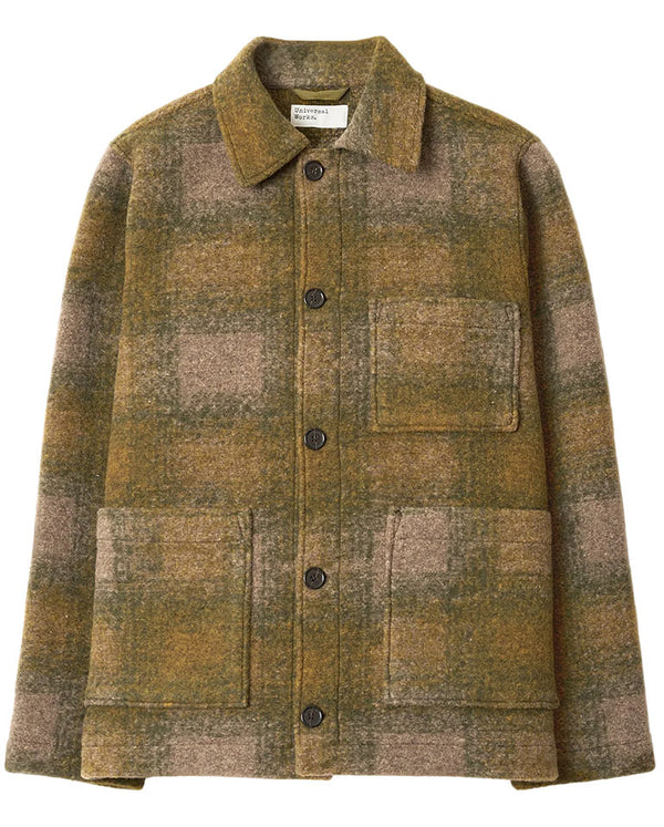 MELTON CHECK TAG JACKET - OLIVE