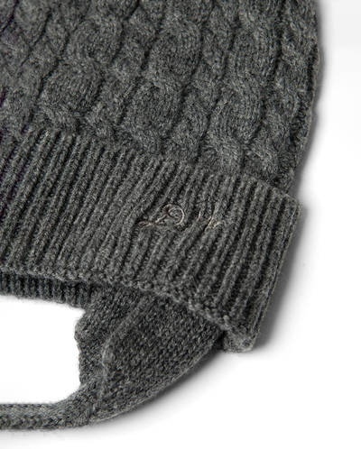 Cashmere Mix Turn Up Tie Beanie - Charcoal