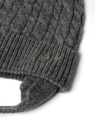 Cashmere Mix Turn Up Tie Beanie - Charcoal