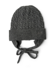 Cashmere Mix Turn Up Tie Beanie - Charcoal