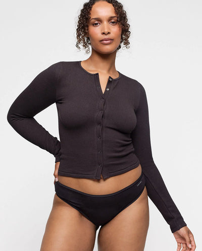 Seamless Waffle Cardi - Black