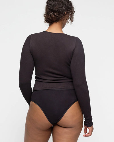 Seamless Waffle Cardi - Black