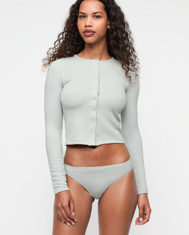 True Knit Fluffy Polo Cardi - Cloudy Stripe