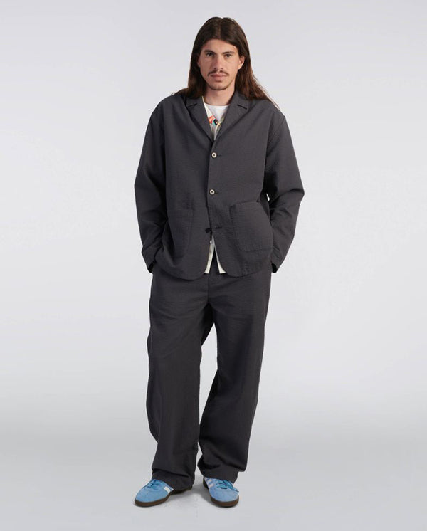 Edison Swollen Seersucker Blazer DARK GREY