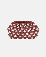 Hamantha Dotted Raffia Pouch - Praline