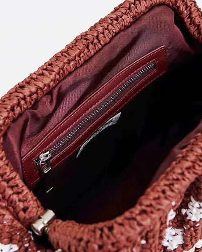 Hamantha Dotted Raffia Pouch - Praline