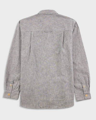 EASY FIT SHIRT - BLACK LINEN STRIPE
