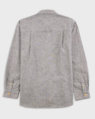 EASY FIT SHIRT - BLACK LINEN STRIPE