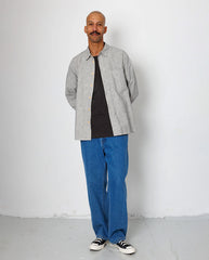 EASY FIT SHIRT - BLACK LINEN STRIPE
