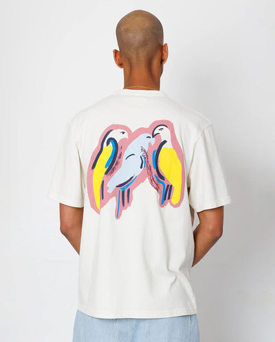 RELAXED T-SHIRT - ECRU PARROT PRINT