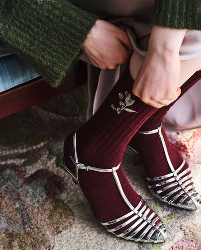 Rosy Cotta Sock - Fig Red