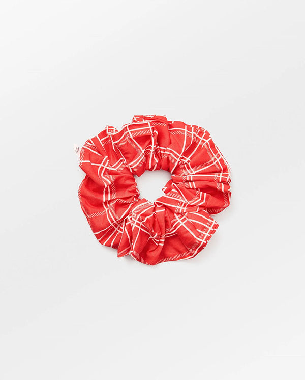Grid Cotta Scrunchie - Salsa Red