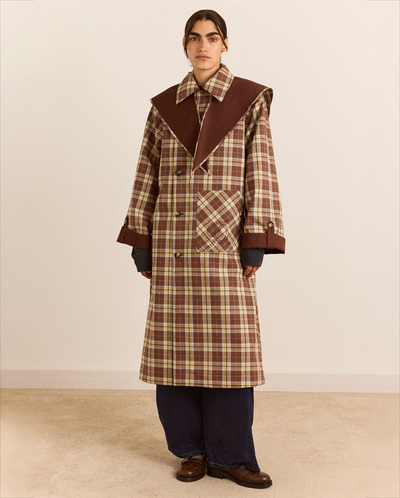 Reversible Longline Jerry Trench - Chocolate
