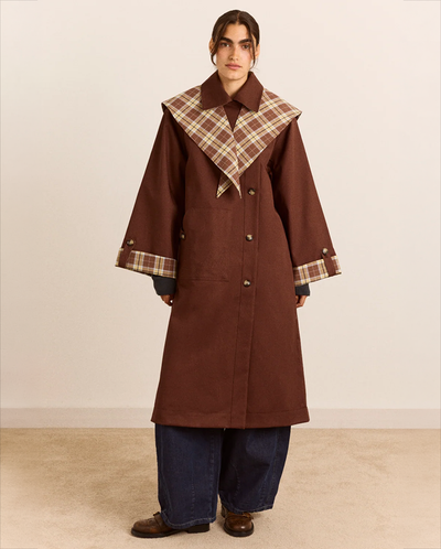 Reversible Longline Jerry Trench - Chocolate