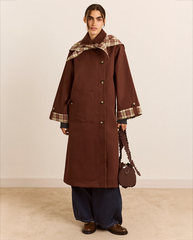 Reversible Longline Jerry Trench - Chocolate