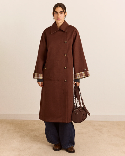 Reversible Longline Jerry Trench - Chocolate