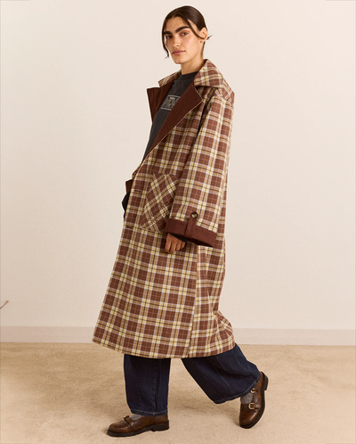 Reversible Longline Jerry Trench - Chocolate