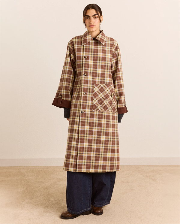 Reversible Longline Jerry Trench - Chocolate
