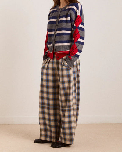 Mara Trouser - Blur Brushed Check