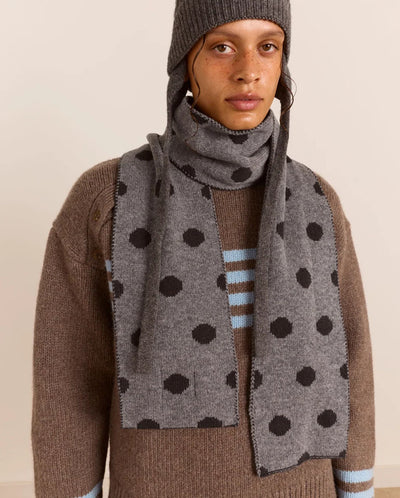 Merion Wool Reversible Scarf - Grey Spot