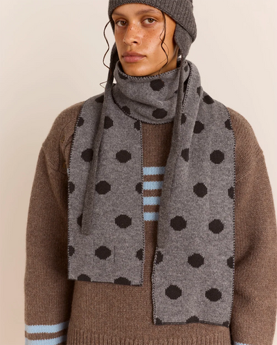 Merion Wool Reversible Scarf - Grey Spot