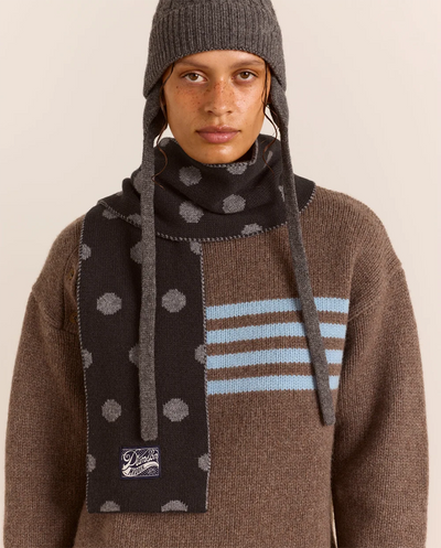Merion Wool Reversible Scarf - Grey Spot