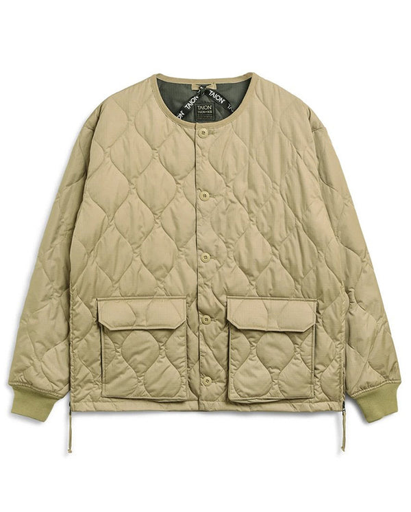 Military Crew Neck Down Cardi Cream